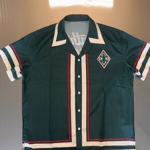 Men's Synthetic Dreams Dark Green Casual Button Down Shirt